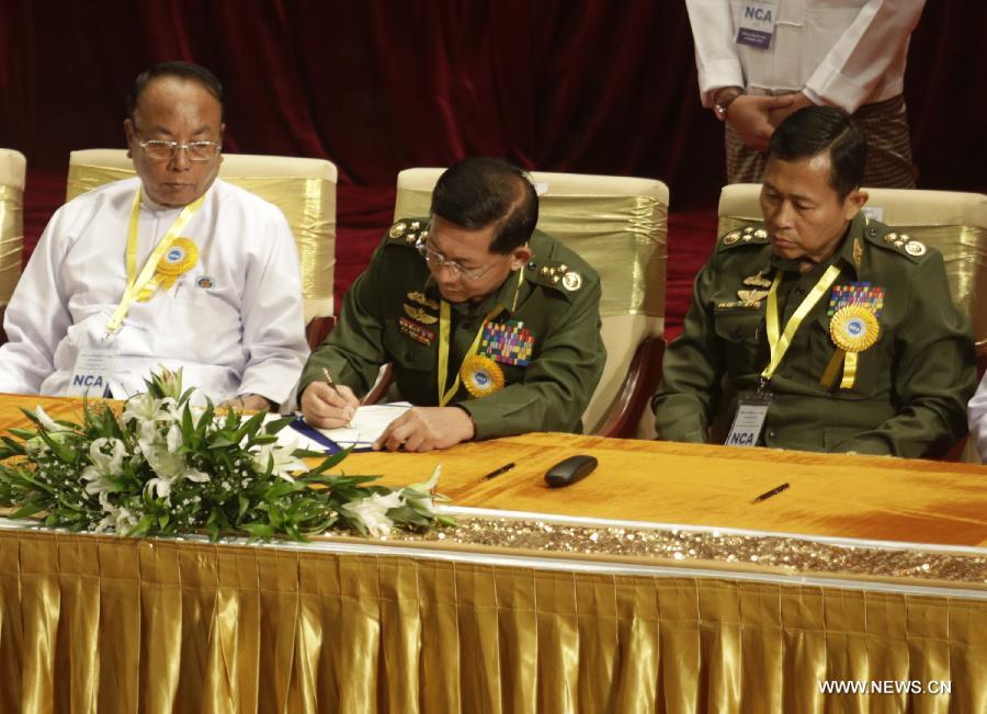 （国际）（2）缅甸举行全国停火协议签署仪式
