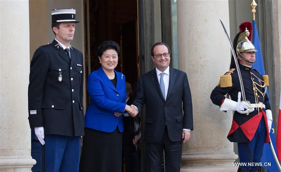 （国际）法国总统奥朗德会见刘延东 
