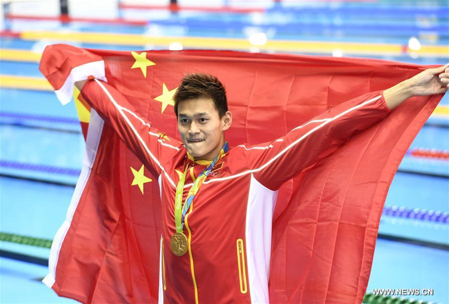 （里约奥运会·领奖台）（1）游泳——男子200米自由泳：孙杨夺冠