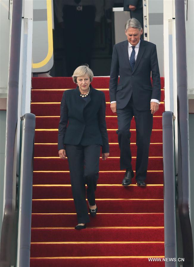 Sommet du G20 : arrivée de la Première ministre britannique à Hangzhou 