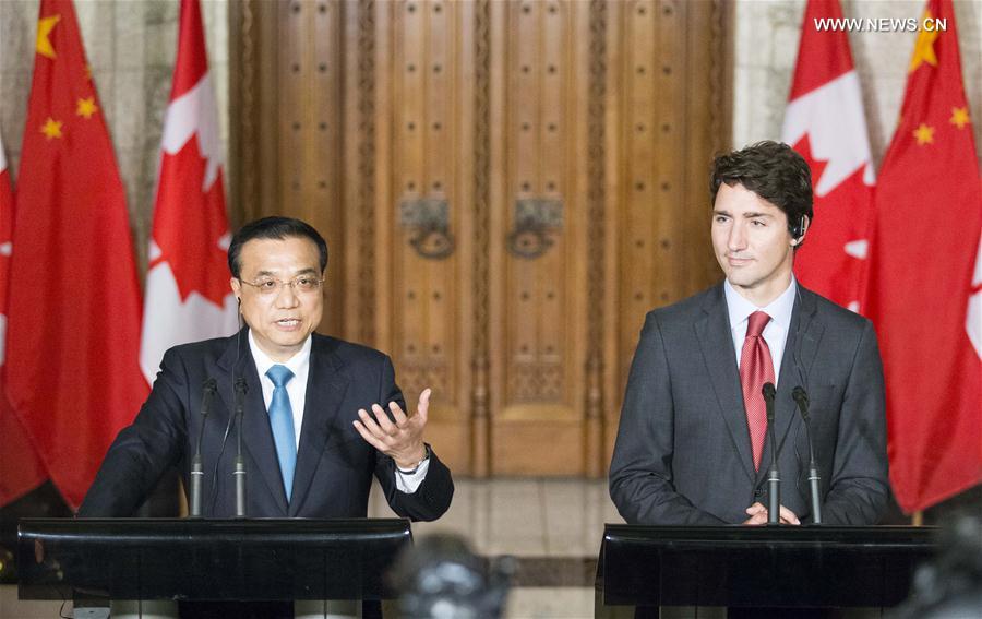 （XHDW）（1）李克强与加拿大总理特鲁多共同会见记者