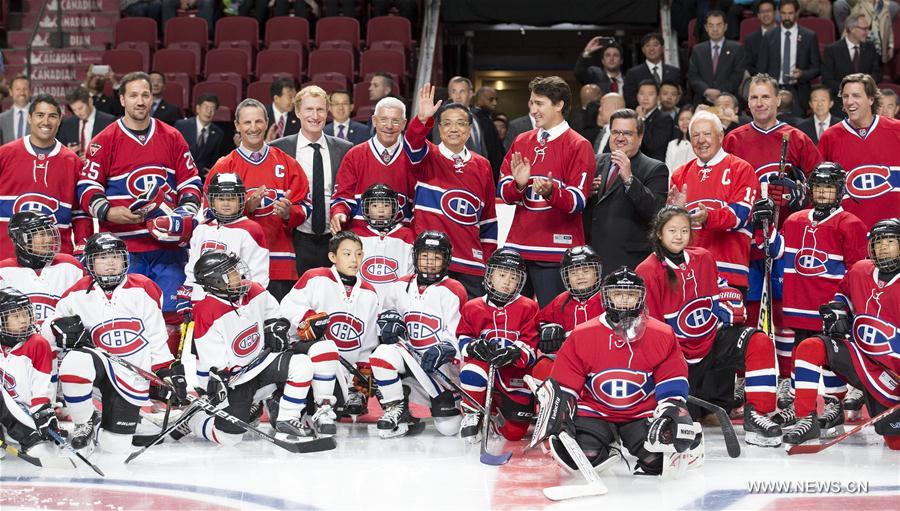 （时政）（2）李克强与加拿大总理特鲁多共同到访蒙特利尔“加拿大人”冰球队