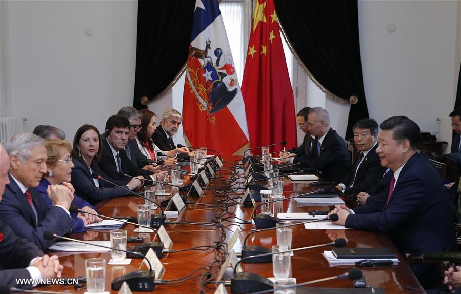 （XHDW）（1）习近平同智利总统巴切莱特举行会谈