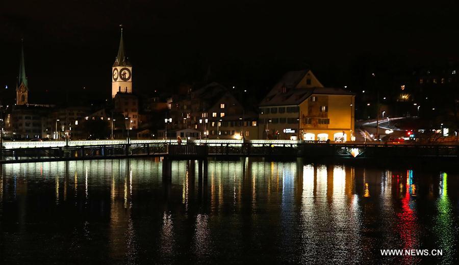Paysage nocturne de Zurich