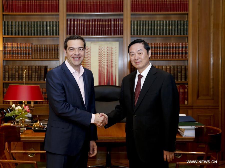 （XHDW）希腊总理齐普拉斯会见刘奇葆