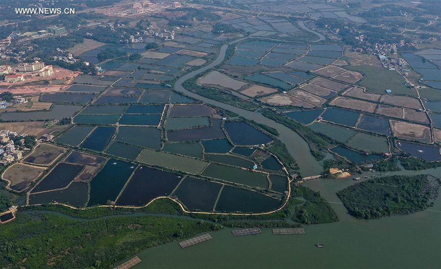 Chine : vues aériennes d'étangs dans le sud-ouest