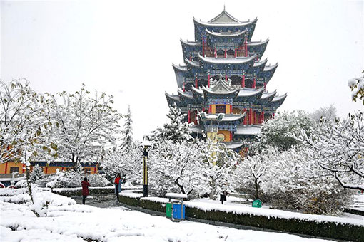 Chine: paysage de neige au Gansu