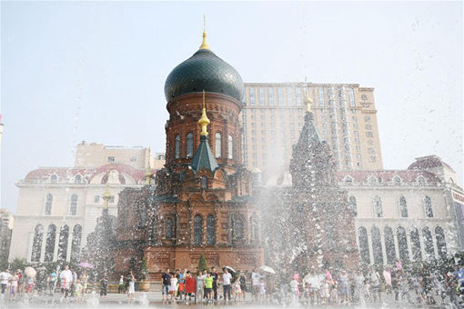 Chine: fontaine musicale au Heilongjiang