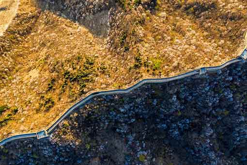 Photos a&eacute;riennes de la section de Mutianyu de la Grande Muraille &agrave; Beijing