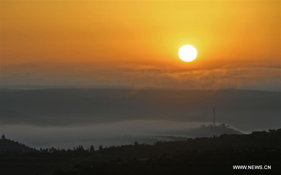 Chine : paysage du parc de la terrasse Jinjiping au Ningxia