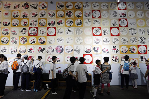 Chine : salon des peintures traditionnelles &agrave; Beijing