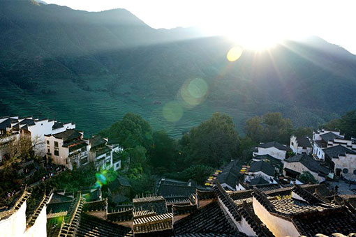 Chine: maisons anciennes dans un district au Jiangxi