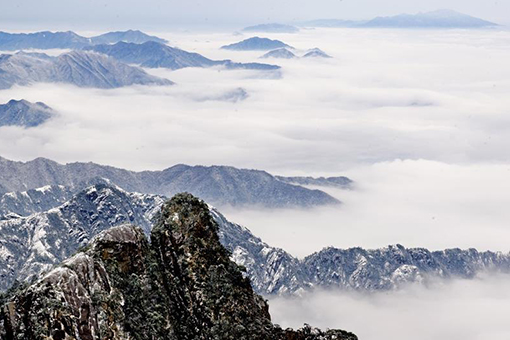 Chine : paysage enneig&eacute; des monts Huangshan