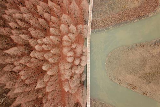 Barrage au lac Hongze dans l'est de la Chine