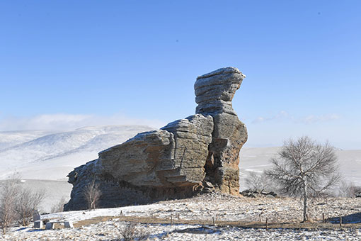 Chine: paysage de neige d'un g&eacute;oparc en Mongolie int&eacute;rieure