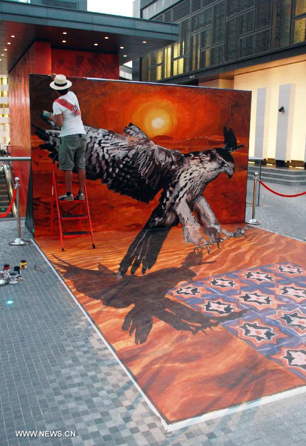 （国际）（3）迪拜举行街头3D涂鸦艺术展