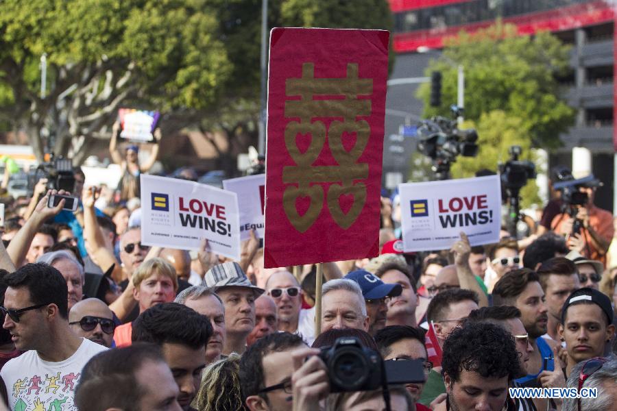 （XHDW）（3）洛杉矶同性婚姻支持者庆祝同性婚姻合法化