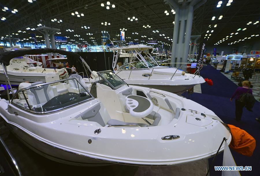 People visit New York Boat Show in New York, the United States, on Jan. 6, 2016. 