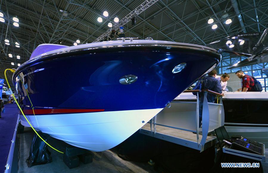 People visit New York Boat Show in New York, the United States, on Jan. 6, 2016. 