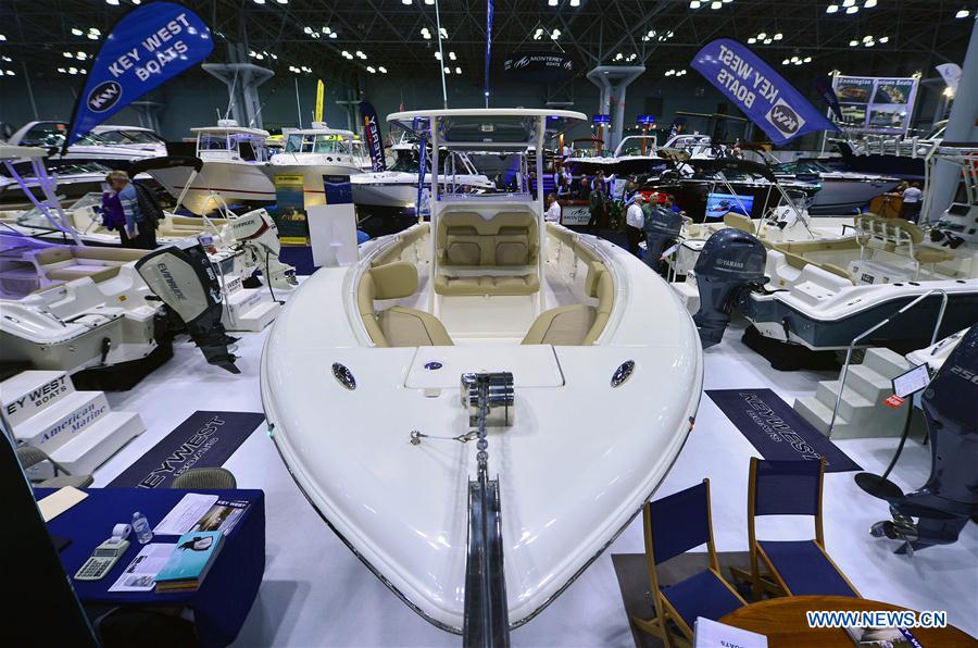 People visit New York Boat Show in New York, the United States, on Jan. 6, 2016. 