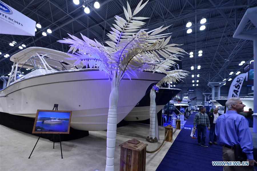 People visit New York Boat Show in New York, the United States, on Jan. 6, 2016. 