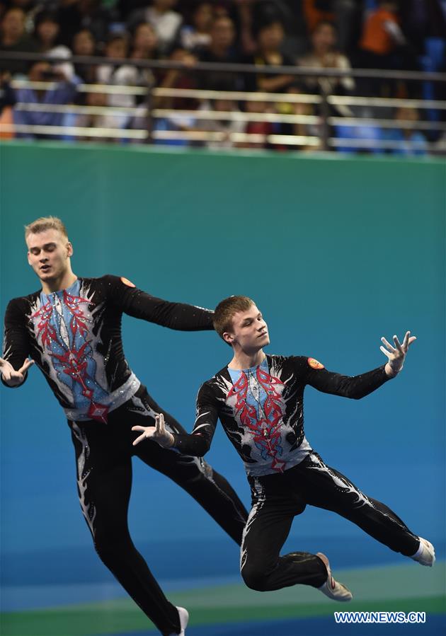 （体育）（1）体操——第25届世界技巧锦标赛：俄罗斯选手获得男双冠军