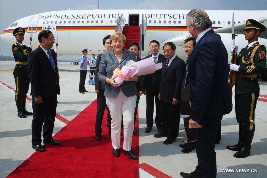 Sommet du G20 : arrivée de la chancelière allemande à Hangzhou