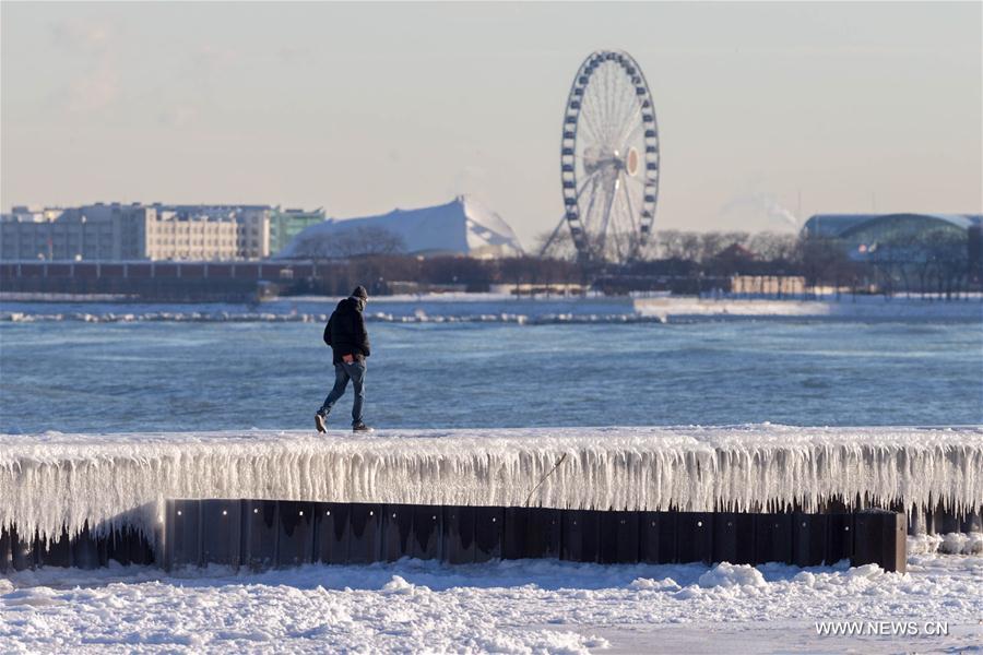 Etats-Unis : lac gelé à Chicago