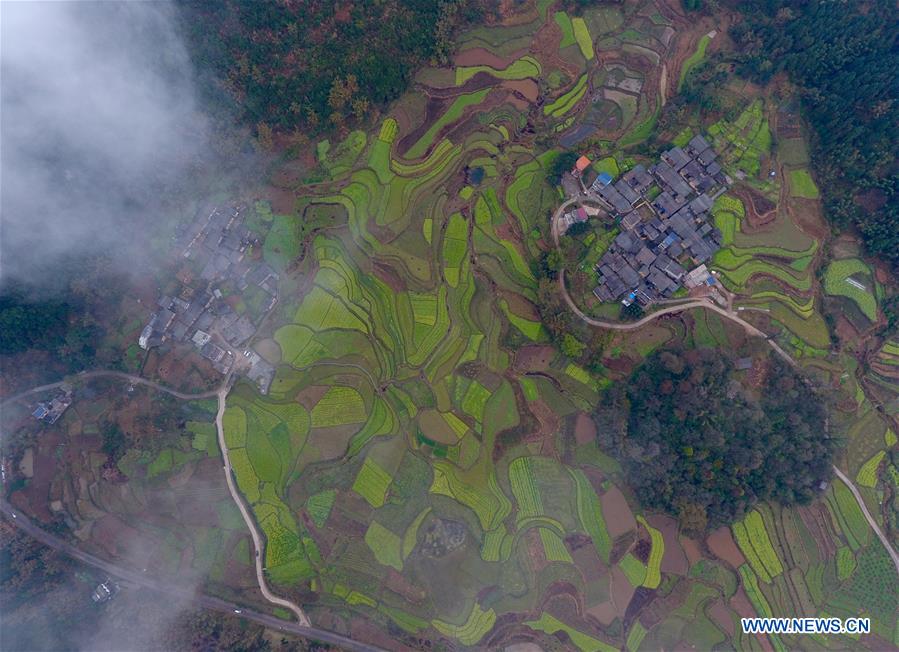 Chine : paysage d'un village au Guangxi