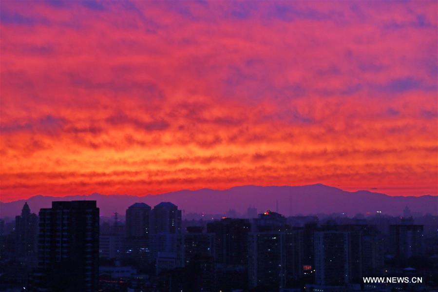 Chine : coucher du soleil à Beijing