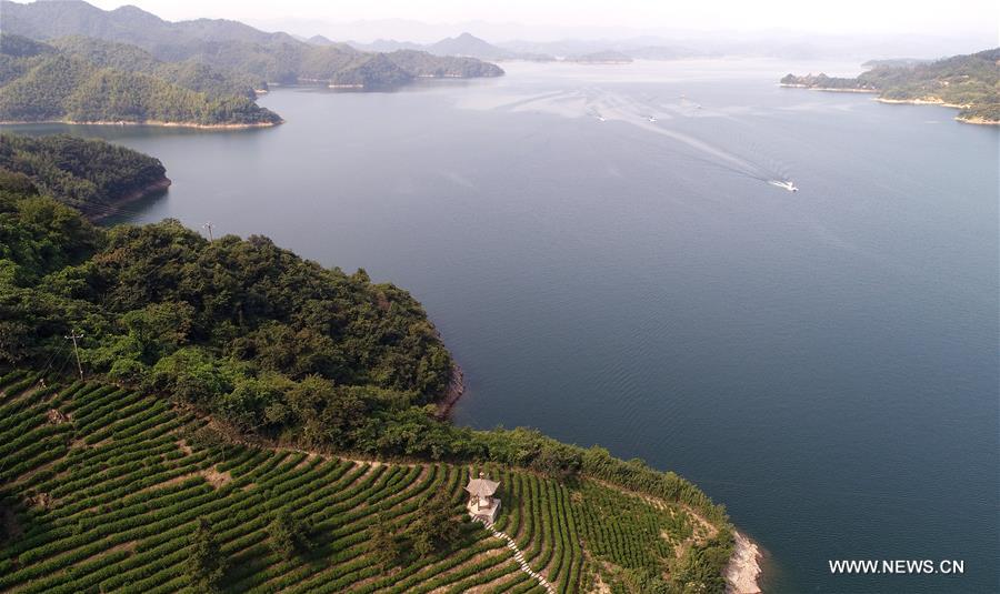 Paysage du réservoir de Xianghongdian dans l'Anhui