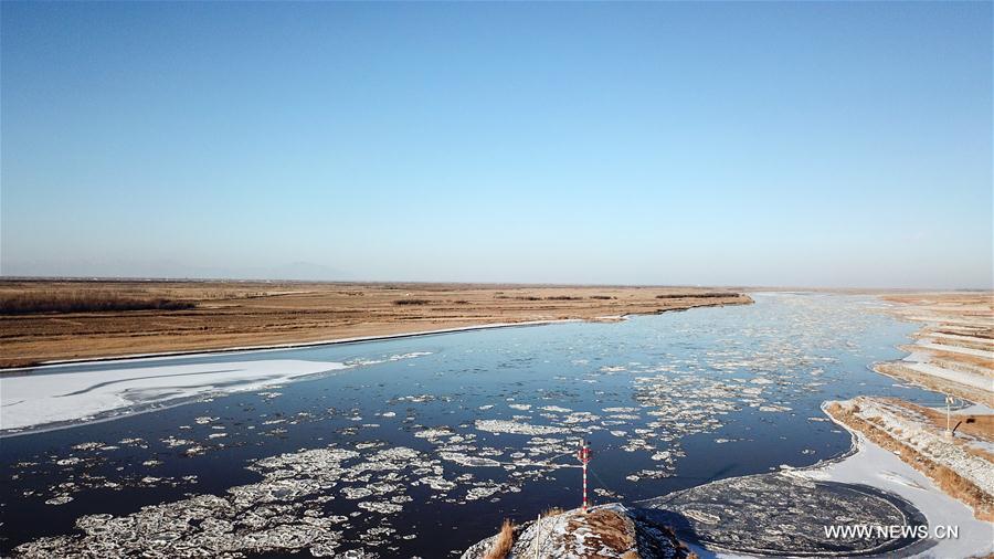 De la glace sur le fleuve Jaune au Ningxia