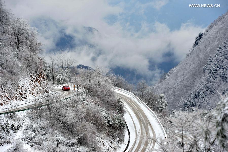 Chine : paysage enneigé au Hubei