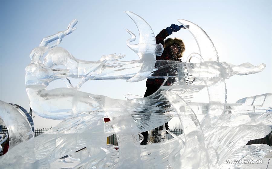 Chine : concours international de sculpture sur glace 