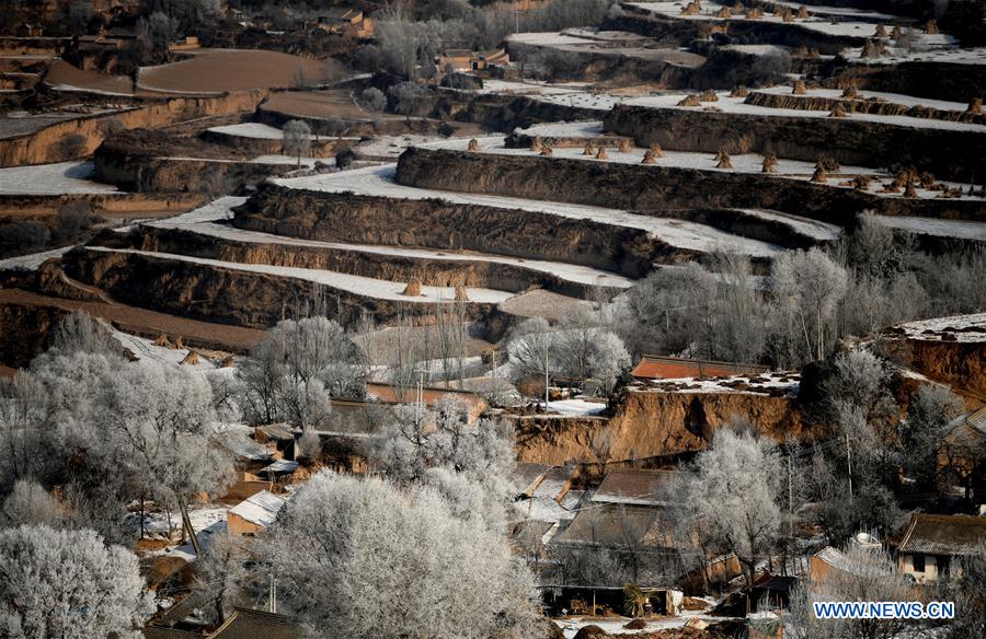Chine : paysage de givre au Gansu