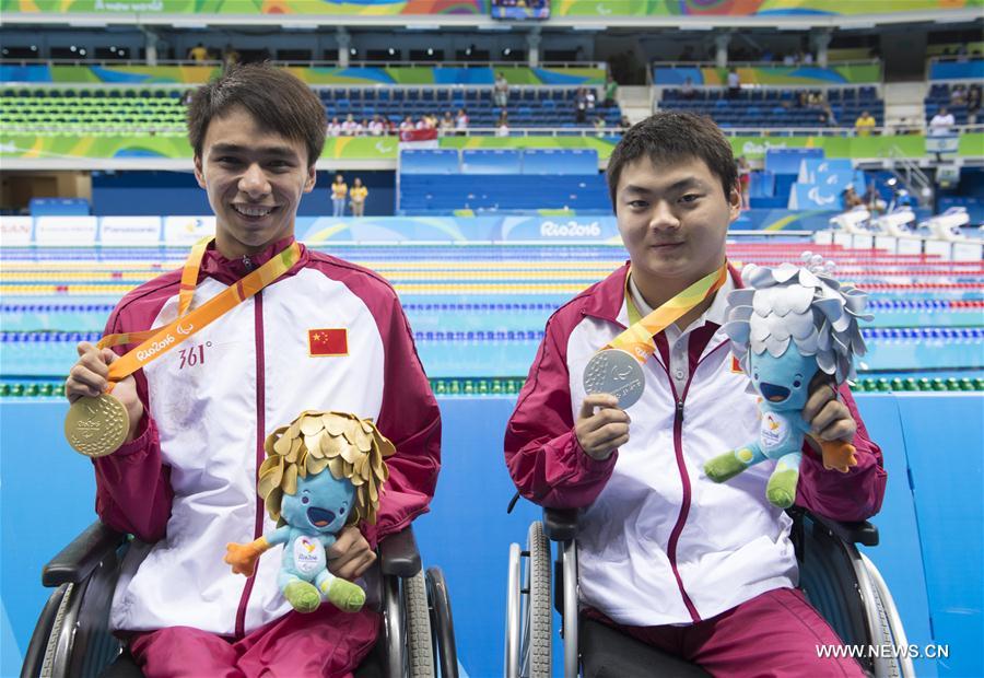 （里约残奥会）（2）游泳——中国选手包揽男子50米仰泳S2级冠亚军