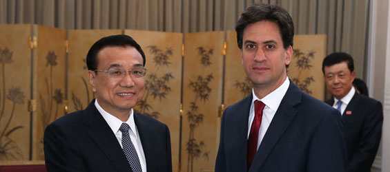 Le PM chinois appelle &agrave; une coop&eacute;ration rapproch&eacute;e sino-britannique lors d'une rencontre avec le chef du Parti travailliste