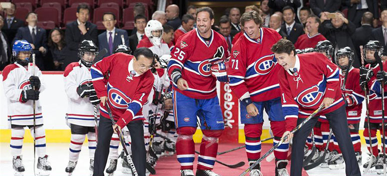 Le PM chinois rencontre l'équipe de hockey sur glace de Montréal