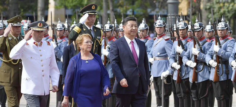 La Chine et le Chili hissent leurs relations bilatérales au niveau de partenariat 
stratégique global