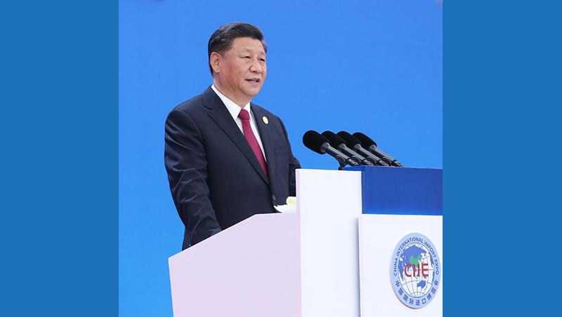 Xi Jinping prononce un discours lors de la cérémonie d'ouverture de la CIIE