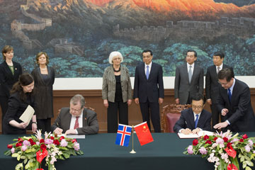 La Chine et l'Islande signent un Accord de libre-échange