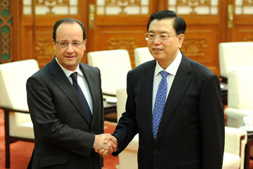 Chine/France : Zhang Dejiang rencontre François Hollande