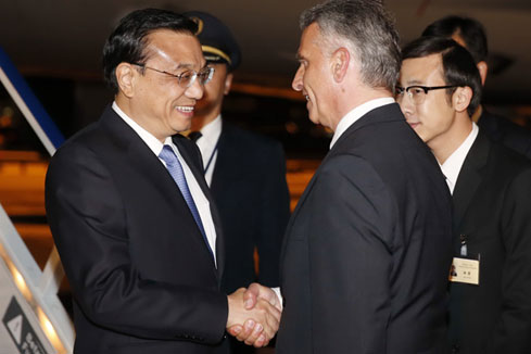 Arrivée du PM chinois à Zurich pour une visite officielle en Suisse