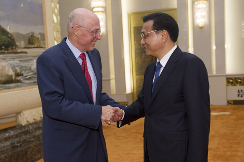 Le Premier ministre chinois rencontre un ancien secrétaire au Trésor américain