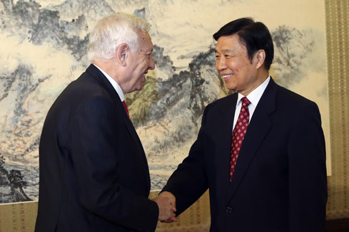 Le vice-président chinois rencontre le ministre espagnol des Affaires étrangères