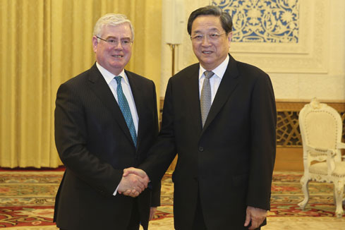 Yu Zhengsheng rencontre le vice-Premier ministre d'Irlande