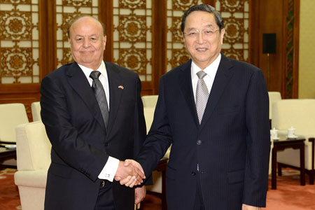 Yu Zhengsheng rencontre le président yéménite