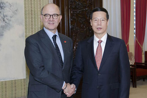 Chine: Zhang Gaoli rencontre le ministre français de l'Economie et des Finances