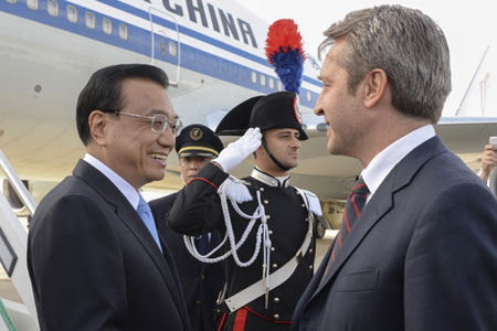 Le Premier ministre chinois arrive &agrave; Rome pour une visite officielle en Italie