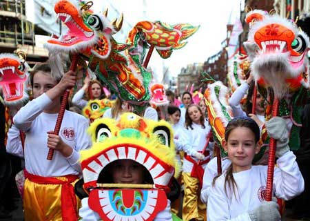 En images: une parade pour célébrer le Nouvel an lunaire chinois à Londres